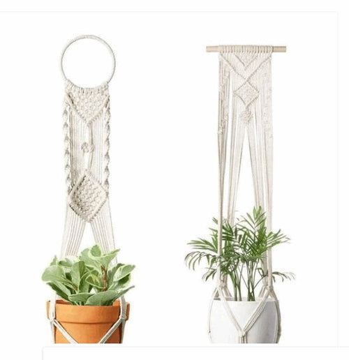 Exclusive 4 Pack - Macrame Plant Hangers & Shelf — 14style — Side View