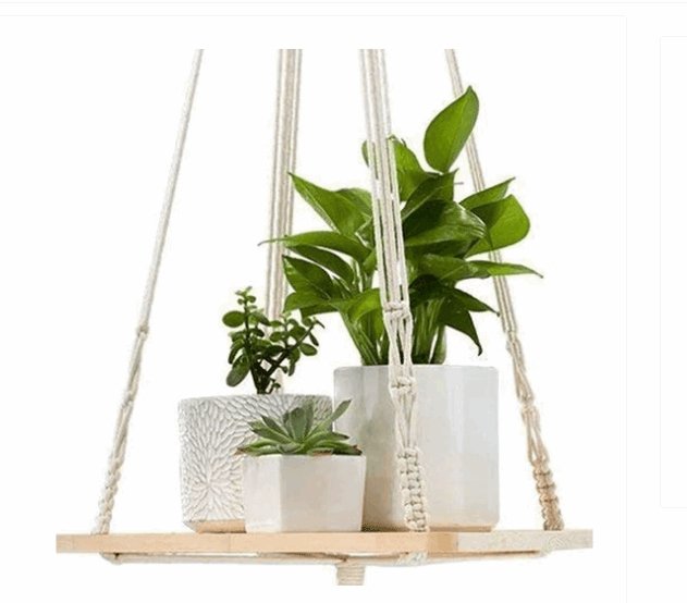 Exclusive 4 Pack - Macrame Plant Hangers & Shelf — 14style — Top View