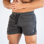 Exclusive Men's Quick-Dry Fitness Bodybuilding Shorts ? Gym Workout Athletic Shorts ? Khaki ? Size 4XL ? Side View