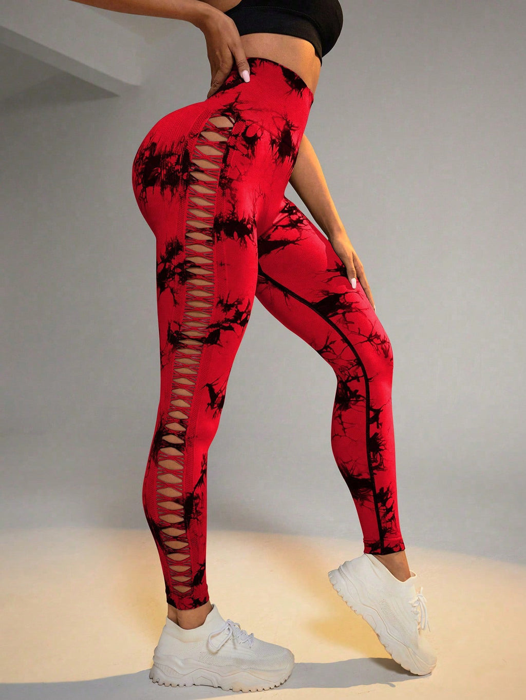 Exclusive High Waist Butt Lift Seamless Leggings ? Tie Dye Yoga Pants for Women ? Coffee ? Size S ? Alternate View 14