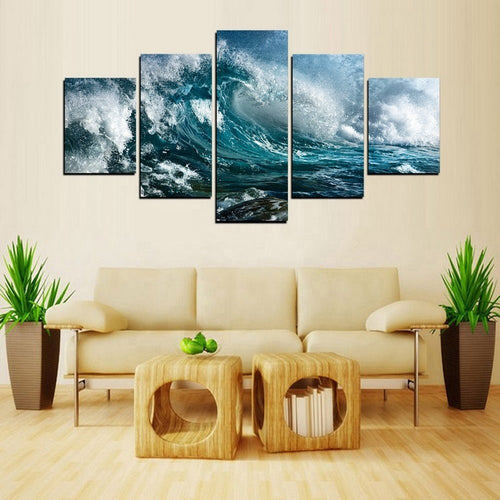 Exclusive 5 Pieces Ocean Wave Canvas — Ocean Wave — Size 5pcs set — Side View