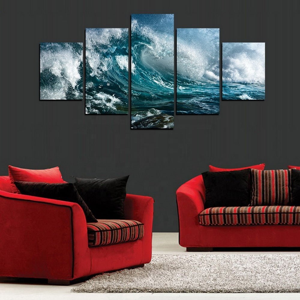 Exclusive 5 Pieces Ocean Wave Canvas — Ocean Wave — Size 5pcs set — Lifestyle View
