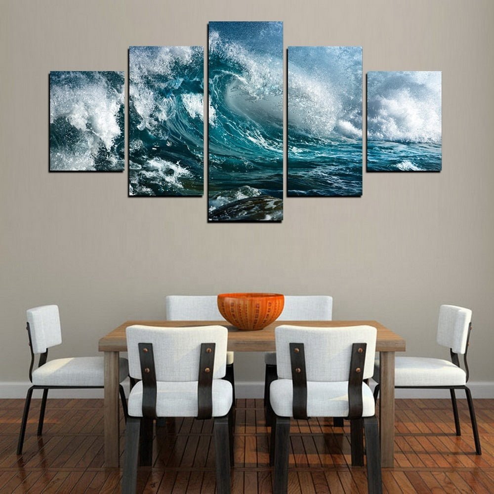 Exclusive 5 Pieces Ocean Wave Canvas — Ocean Wave — Size 5pcs set — Detail View
