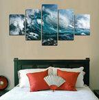 Exclusive 5 Pieces Ocean Wave Canvas — Ocean Wave — Size 5pcs set — Top View