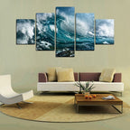 Exclusive 5 Pieces Ocean Wave Canvas — Ocean Wave — Size 5pcs set — Back View