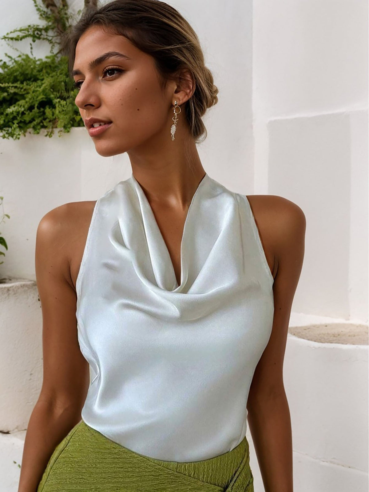 Exclusive Women's Halter Neck Backless Sleeveless Vest Top ? Solid Colour Swing Collar Shirt ? Black ? Size S ? Alternate View 8
