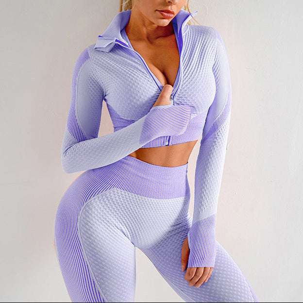 Exclusive Women's 3-Piece Seamless Yoga Set ? Leggings, Crop Top & Sports Bra Gym Tracksuit ? Army green ? Size S ? Alternate View 15