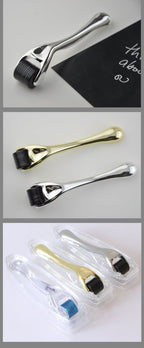 Exclusive 540 Microneedle Roller With Gold And Silver Handle — Golden — Size 0.25mm — Top View