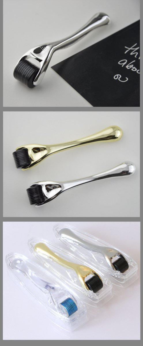 Exclusive 540 Microneedle Roller With Gold And Silver Handle — Golden — Size 0.25mm — Top View