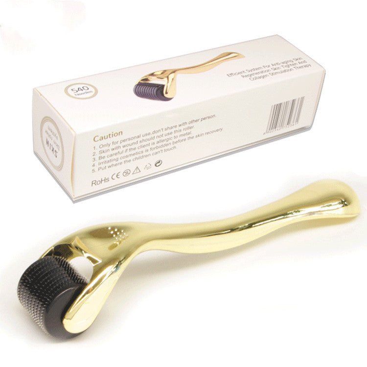 Exclusive 540 Microneedle Roller With Gold And Silver Handle — Golden — Size 0.25mm — Front View
