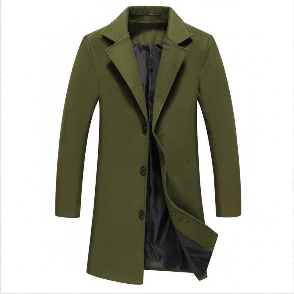 Exclusive Men's Solid Colour Casual Coat ? Lapel Mid-Length Windbreaker Jacket ? Dark grey ? Size 2XL ? Top View