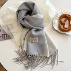 Exclusive Double-sided Artificial Cashmere Scarf — Khaki Beige — Size 68X200cm — Alternate View 24