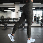 Exclusive Push Up Booty Leggings for Women ? Printed Gym Tights for Yoga & Workout ? Black and gray camo ? Size S ? Detail View