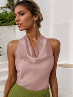 Exclusive Women's Halter Neck Backless Sleeveless Vest Top ? Solid Colour Swing Collar Shirt ? Black ? Size S ? Alternate View 10