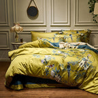 Exclusive 60 long-staple cotton printing four-piece suit — Yellow — Size 220X240cm — Side View