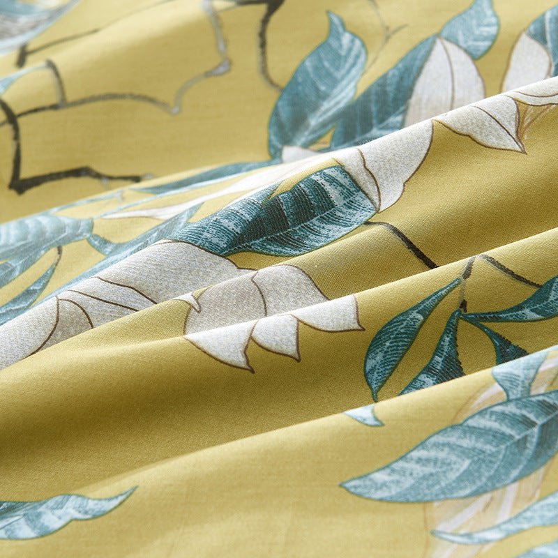 Exclusive 60 long-staple cotton printing four-piece suit — Yellow — Size 220X240cm — Back View