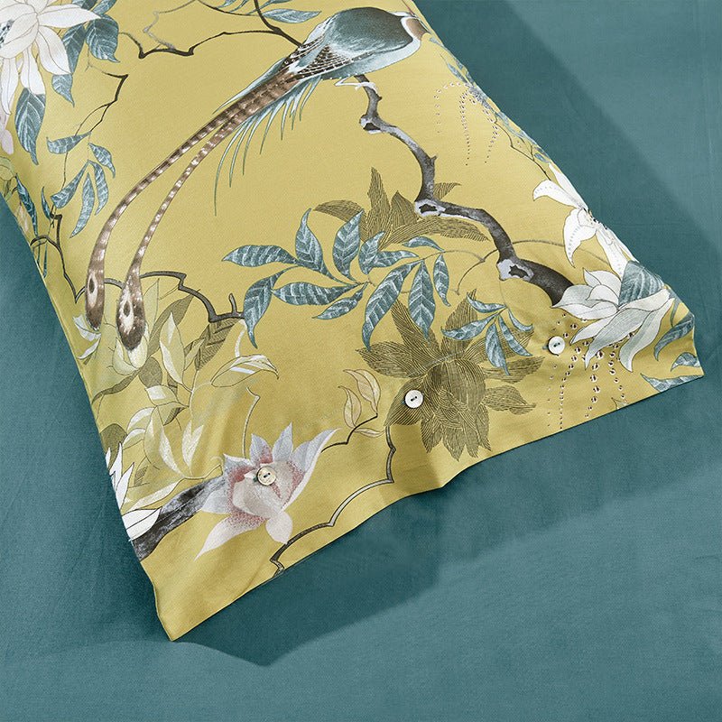 Exclusive 60 long-staple cotton printing four-piece suit — Yellow — Size 220X240cm — Alternate View 9