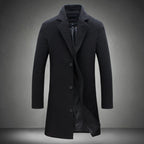 Exclusive Men's Solid Colour Casual Coat ? Lapel Mid-Length Windbreaker Jacket ? Dark grey ? Size 2XL ? Side View