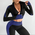 Exclusive Women's 3-Piece Seamless Yoga Set ? Leggings, Crop Top & Sports Bra Gym Tracksuit ? Army green ? Size S ? Alternate View 11
