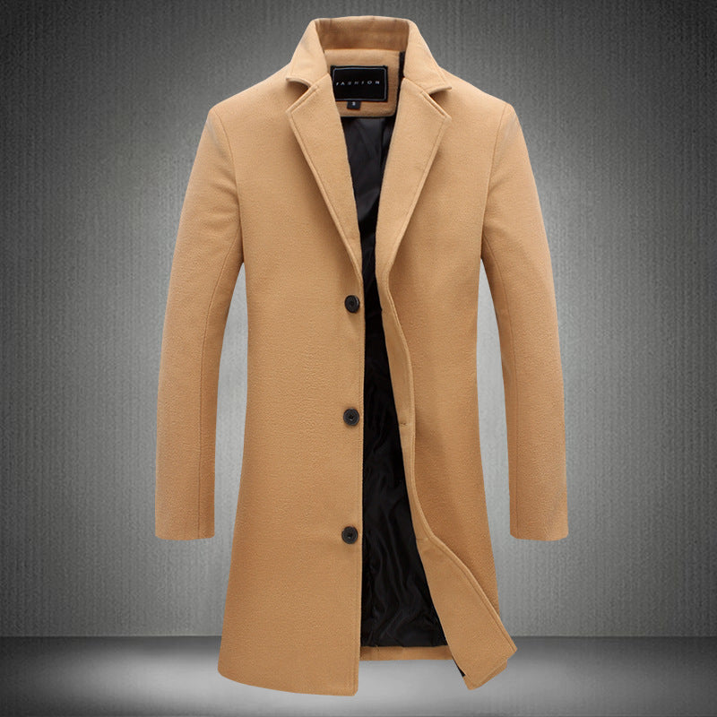 Exclusive Men's Solid Colour Casual Coat ? Lapel Mid-Length Windbreaker Jacket ? Dark grey ? Size 2XL ? Back View