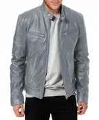Exclusive Men's PU Leather Jacket ? Zip-Up Cardigan Style with Patch Pockets ? Khaki ? Size S ? Alternate View 11