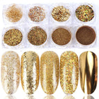 Exclusive 8 Box Mix Glitter Nail Art Powder Flakes Set — 10color — Top View