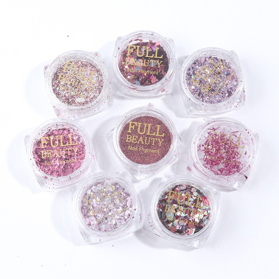 Exclusive 8 Box Mix Glitter Nail Art Powder Flakes Set — 10color — Alternate View 8