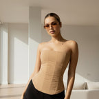 Exclusive Women's Mesh Corset Tube Top ? Backless Crop Tank Streetwear Party Top ? Black ? Size S ? Lifestyle View