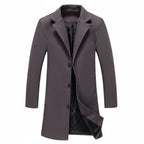 Exclusive Men's Solid Colour Casual Coat ? Lapel Mid-Length Windbreaker Jacket ? Dark grey ? Size 2XL ? Detail View