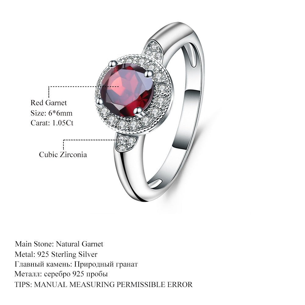 Exclusive 925 Silver Inlaid Pomegranate Ring — Silver — Back View