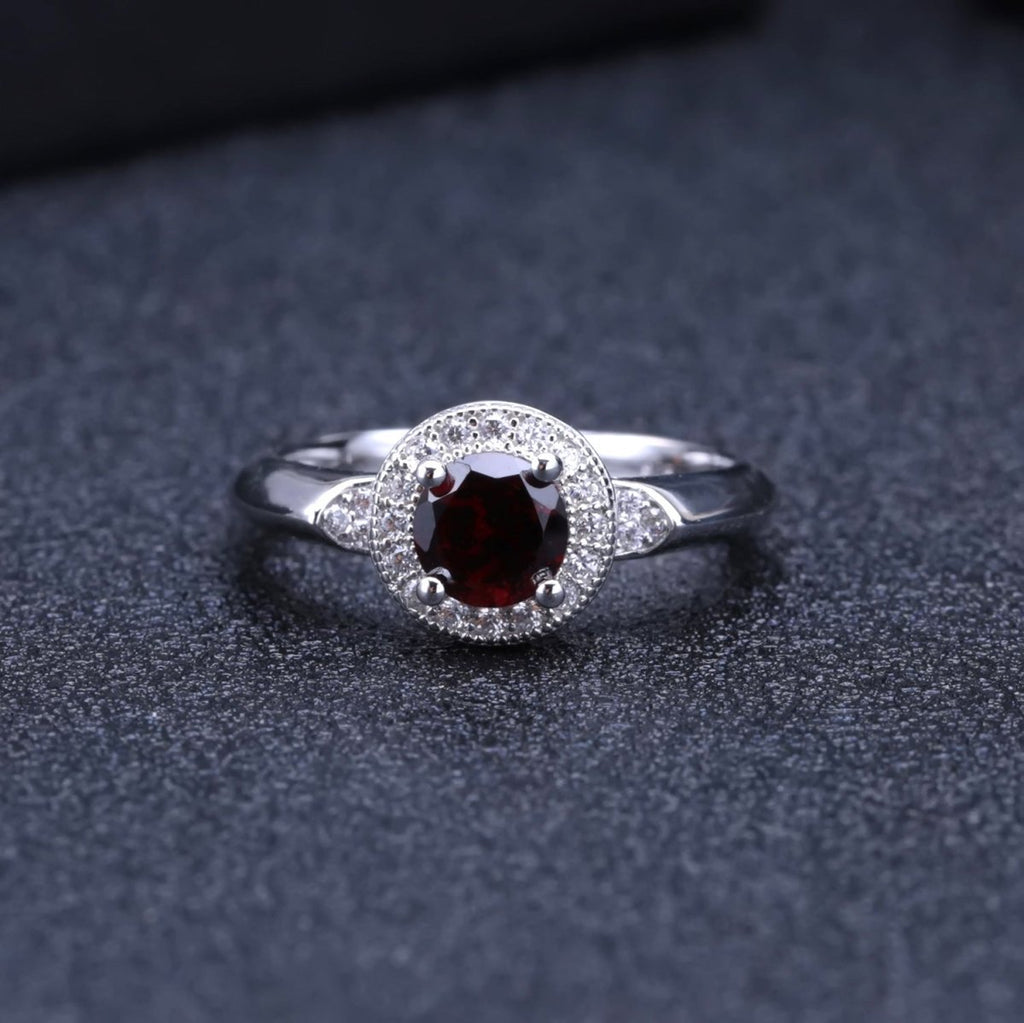 Exclusive 925 Silver Inlaid Pomegranate Ring — Silver — Side View