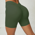Exclusive Deep V Back Ruched Yoga Shorts for Women ? Tight Fitness Athletic Shorts ? Dark Purple ? Size XS ? Side View