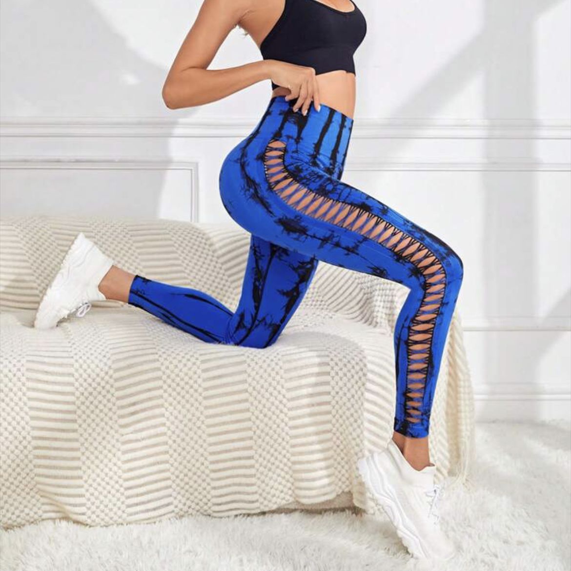 Exclusive High Waist Butt Lift Seamless Leggings ? Tie Dye Yoga Pants for Women ? Coffee ? Size S ? Alternate View 10