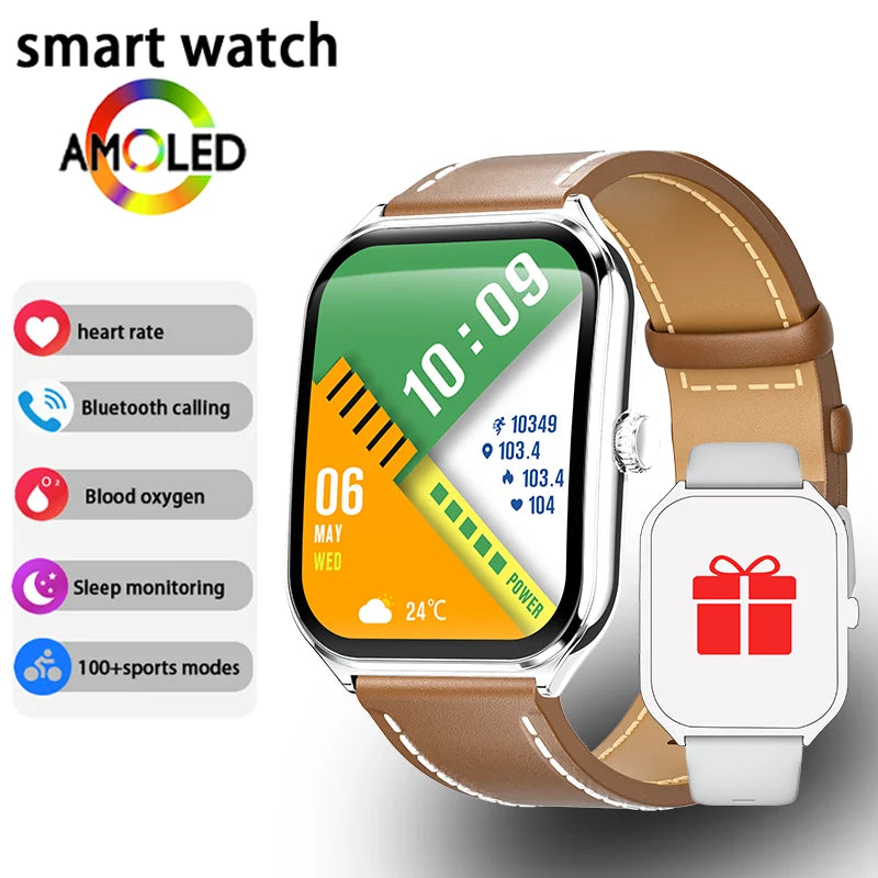 Exclusive New Ultra Thin Smart Watch Men 1.96' AMOLED HD Pixel Display Always Show Time BT Call Reminder Smartwatch Ladies For Android iOS ? Silver mesh belt ? Alternate View 10