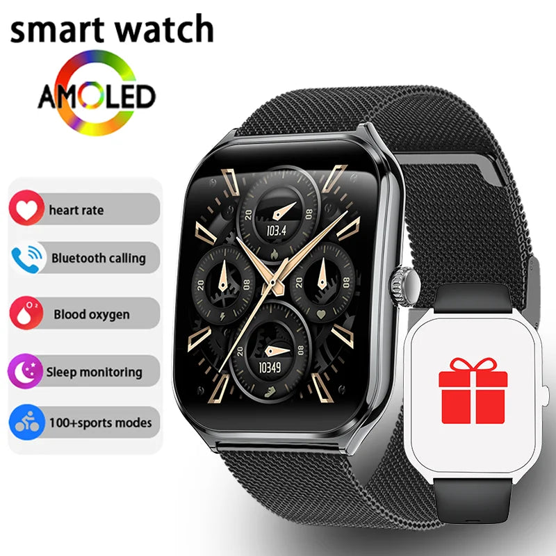 Exclusive New Ultra Thin Smart Watch Men 1.96' AMOLED HD Pixel Display Always Show Time BT Call Reminder Smartwatch Ladies For Android iOS ? Silver mesh belt ? Alternate View 11