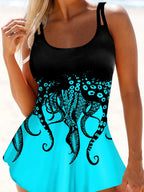 Exclusive Women's Bikini Swimsuit Octopus Print Split Swimsuit ? C1Blue ? Size XXXL ? Back View