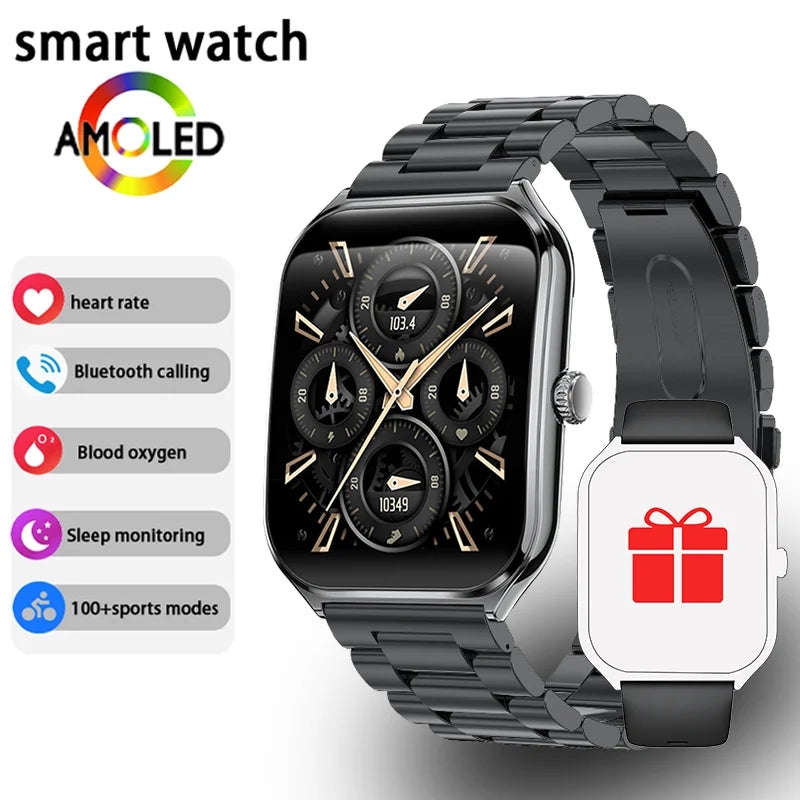 Exclusive New Ultra Thin Smart Watch Men 1.96' AMOLED HD Pixel Display Always Show Time BT Call Reminder Smartwatch Ladies For Android iOS ? Silver mesh belt ? Alternate View 13