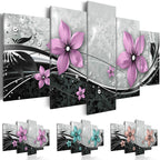 Exclusive Abstract Gorgeous Flower 5 Piece Canvas — Green — Size 20X30cmX2 drawing core — Front View