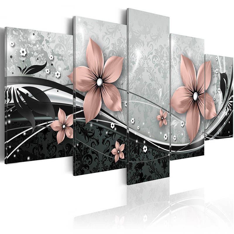 Exclusive Abstract Gorgeous Flower 5 Piece Canvas — Green — Size 20X30cmX2 drawing core — Top View