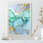 Exclusive Abstract Green Gold Foil Canvas — A style — Size 30x40cm — Back View
