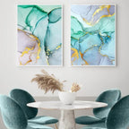Exclusive Abstract Green Gold Foil Canvas — A style — Size 30x40cm — Lifestyle View