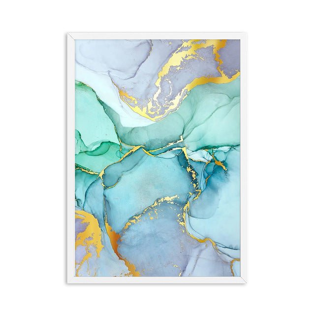 Exclusive Abstract Green Gold Foil Canvas — A style — Size 30x40cm — Side View