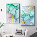 Exclusive Abstract Green Gold Foil Canvas — A style — Size 30x40cm — Front View