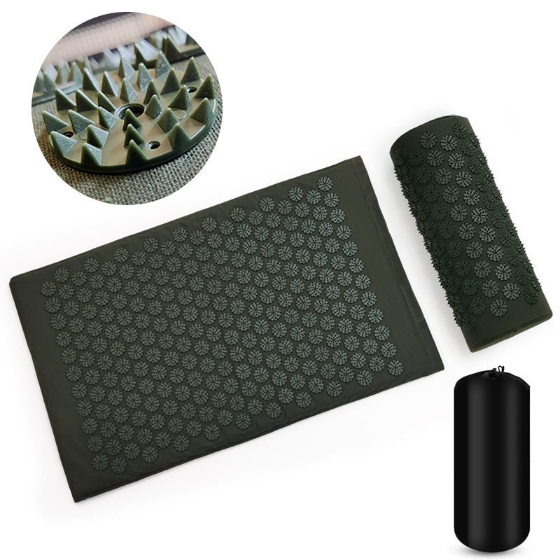 Exclusive Acupuncture Massage Pad Acupuncture Pillow Set — Army Green Three Piece Set — Top View