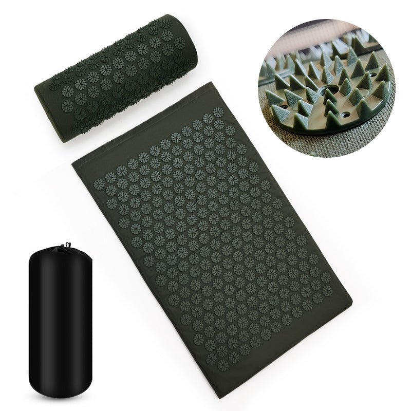 Exclusive Acupuncture Massage Pad Acupuncture Pillow Set — Army Green Three Piece Set — Side View