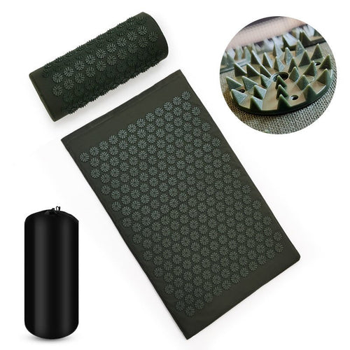 Exclusive Acupuncture Massage Pad Acupuncture Pillow Set — Army Green Three Piece Set — Side View