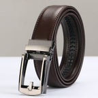 Exclusive Adjustable Holeless Leather Belts — Dark brown — Size 130cm — Lifestyle View