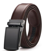 Exclusive Adjustable Holeless Leather Belts — Dark brown — Size 130cm — Side View