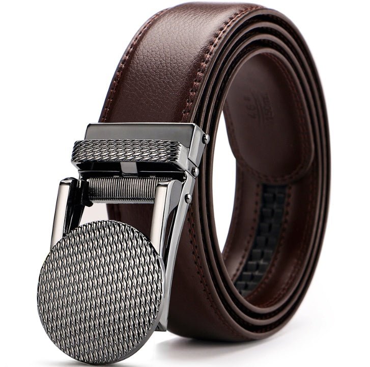 Exclusive Adjustable Holeless Leather Belts — Dark brown — Size 130cm — Top View