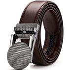 Exclusive Adjustable Holeless Leather Belts — Dark brown — Size 130cm — Top View